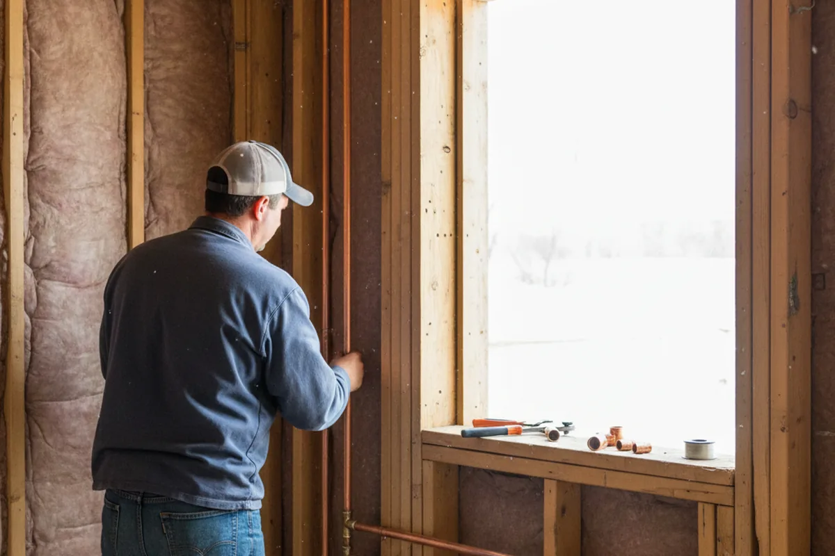 Licensed plumber running new copper supply lines in a Elizabethport home