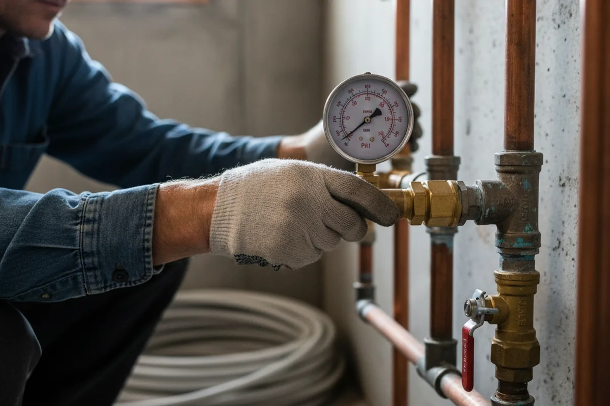Pressure testing a repaired line during Water Line Repair in Elizabethport